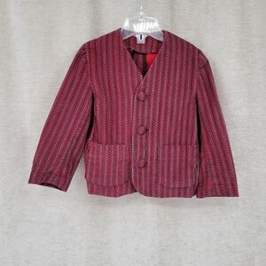 50s Vintage Handmade Tailored Boys Toddler Suit Coat Blazer Red Stripes